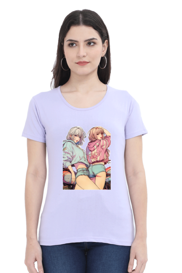 Biker Girls Round Neck Half Sleeve Classic