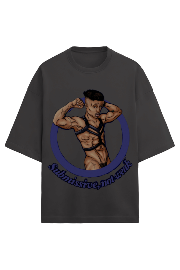 Submissive, Not Weak Unisex Terry Oversized T-Shirt - Image 3