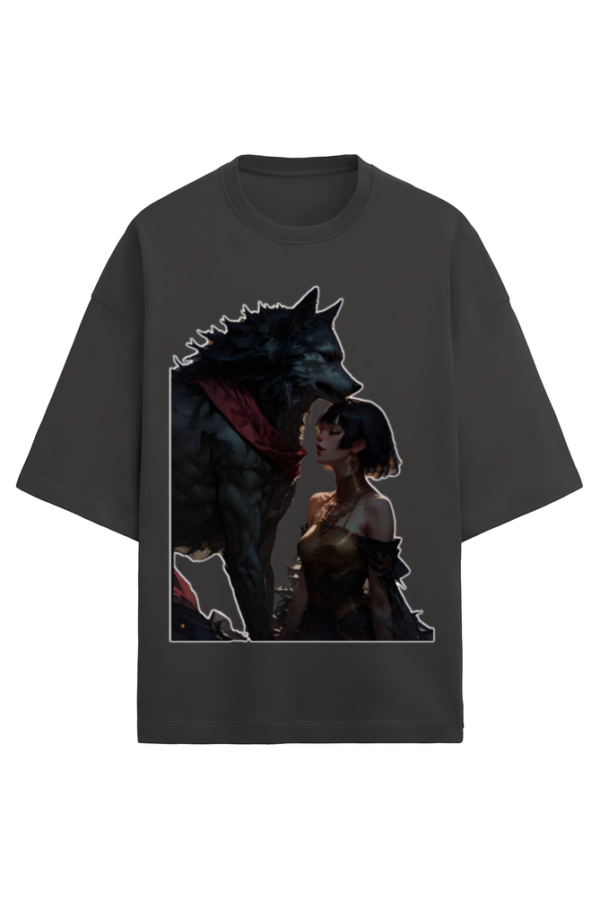 The Lady And The Wolf Unisex Terry Oversized T-Shirt - Image 7