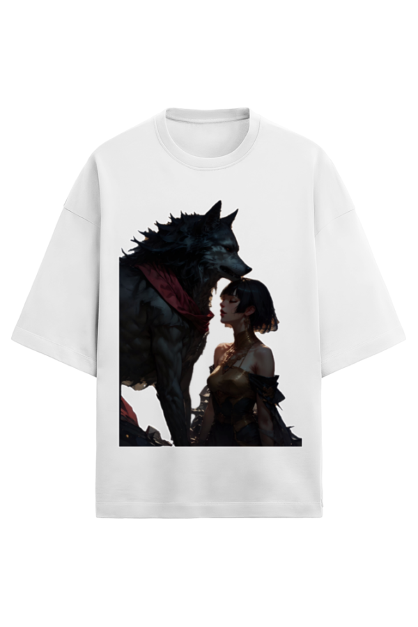 The Lady And The Wolf Unisex Terry Oversized T-Shirt - Image 8