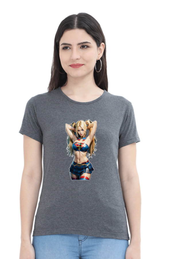 Supper Girl Round Neck Half Sleeve Classic T-Shirt - Image 11