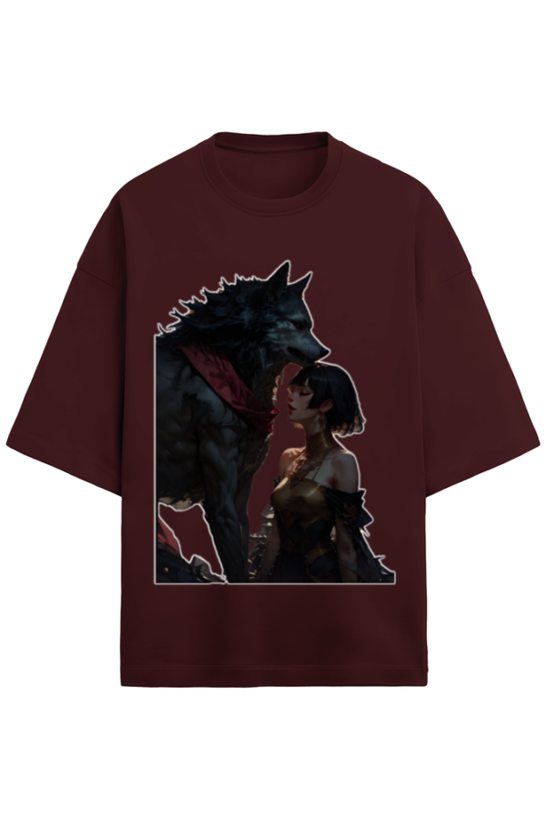 The Lady And The Wolf Unisex Terry Oversized T-Shirt - Image 5