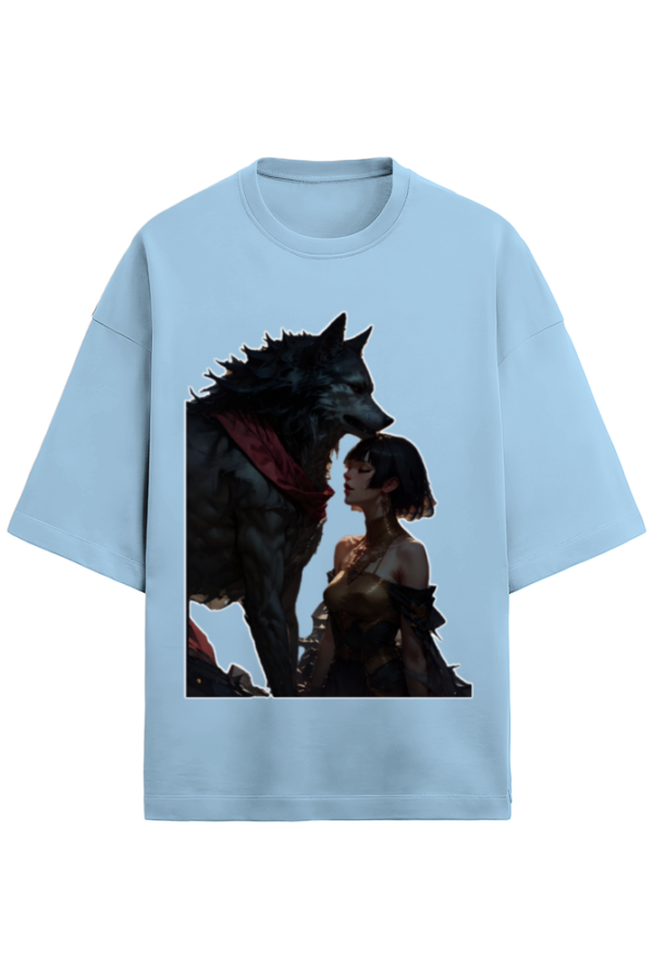 The Lady And The Wolf Unisex Terry Oversized T-Shirt - Image 3