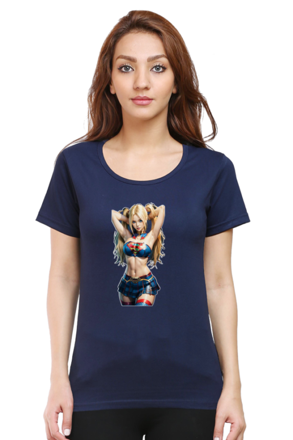 Supper Girl Round Neck Half Sleeve Classic T-Shirt - Image 13