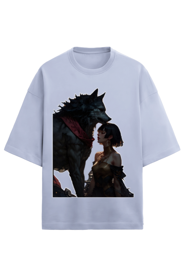 The Lady And The Wolf Unisex Terry Oversized T-Shirt - Image 4