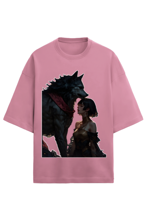 The Lady And The Wolf Unisex Terry Oversized T-Shirt - Image 2