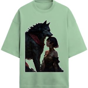 The Lady And The Wolf Unisex Terry Oversized T-Shirt