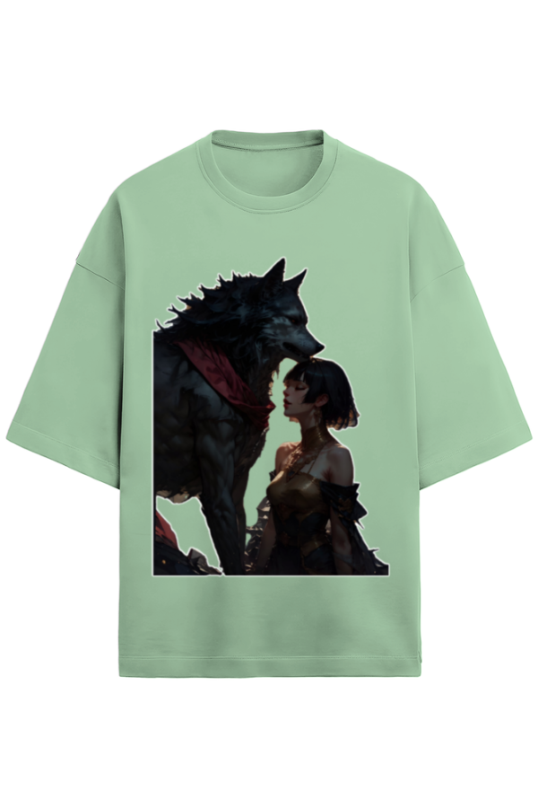 The Lady And The Wolf Unisex Terry Oversized T-Shirt