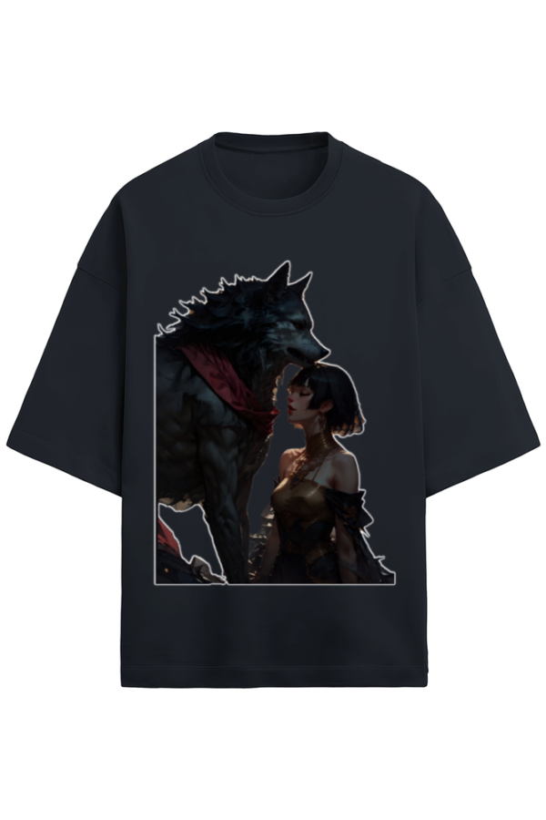 The Lady And The Wolf Unisex Terry Oversized T-Shirt - Image 6