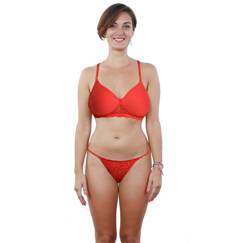 Sexy red padded bra thong set - Image 2
