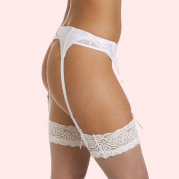 Silky White Lace Garter Belt for Women - Image 4