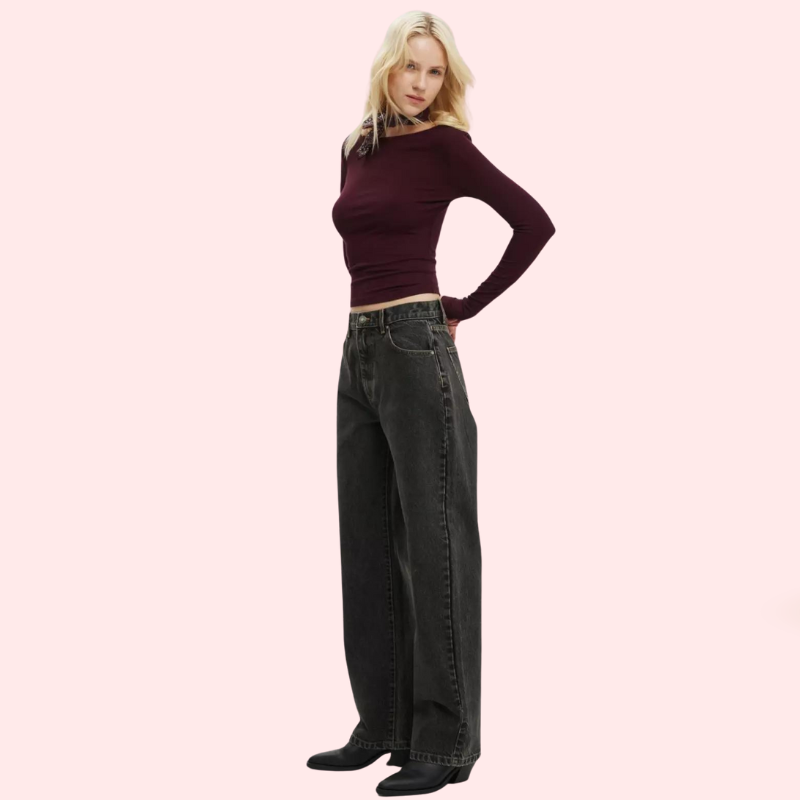 Women's Loose Straight Jeans in Smokey Black Denim - Image 5
