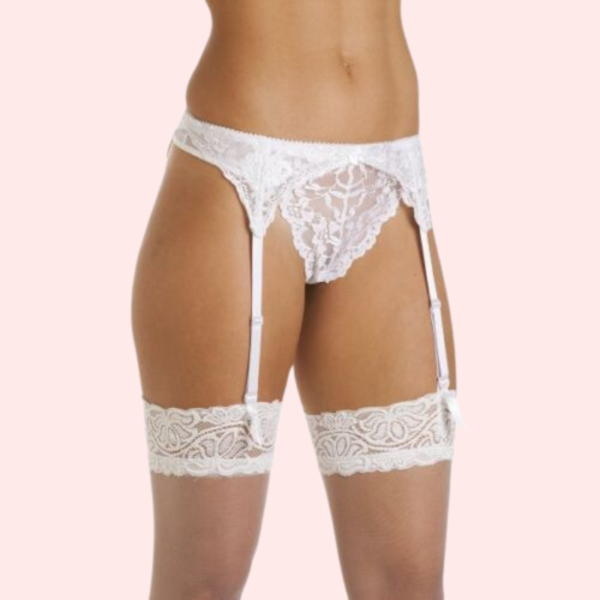 Silky White Lace Garter Belt for Women - Image 3