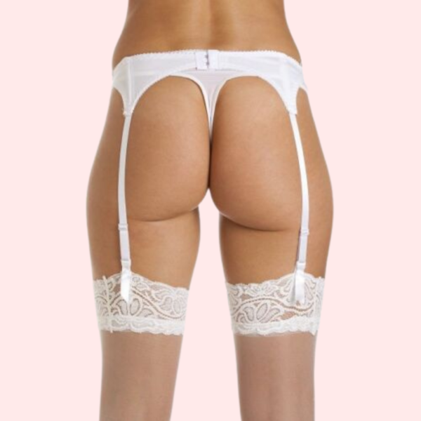 Silky White Lace Garter Belt for Women - Image 5