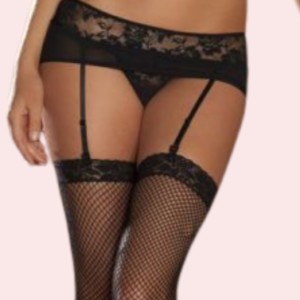 George Black Ruffled Mesh Lace Skirt Garter Belt