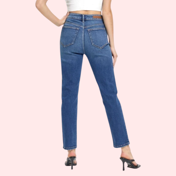 Women's High Rise Classic Slim Straight Denim Jeans - Image 2