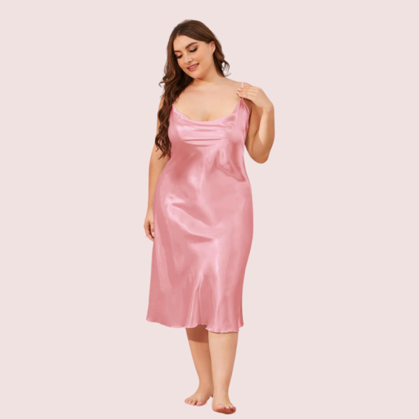 Solid Satin Slip Dress for 4XL 5XL Women - Image 3