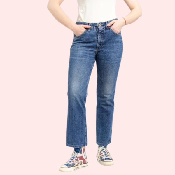Women's 90s Blue Denim Straight Leg Jeans - Image 4