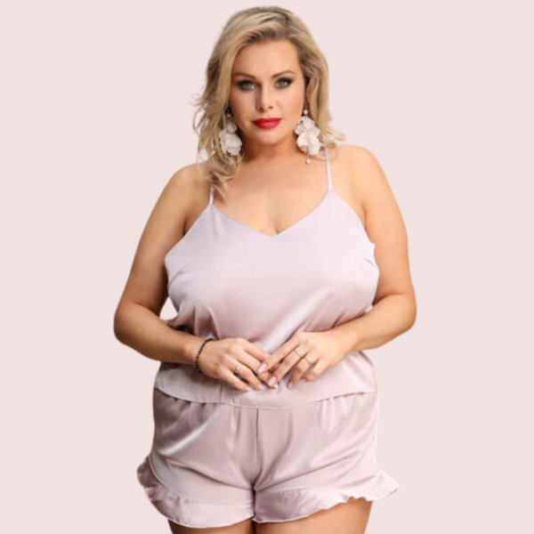 Comfortable Plus Size Cami Shorts Sleepwear Set - Image 3