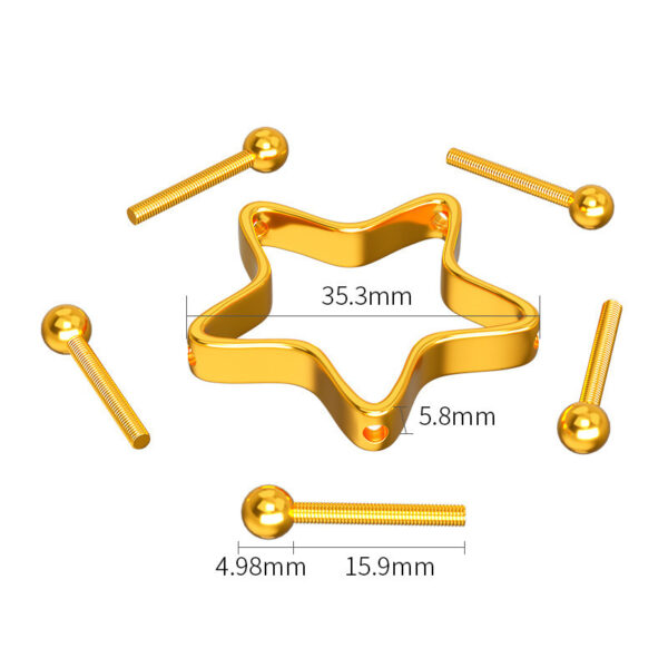 Trendy Five-pointed Star Nipple Ring Stainless Steel Piercing Nipple Ring - Image 3