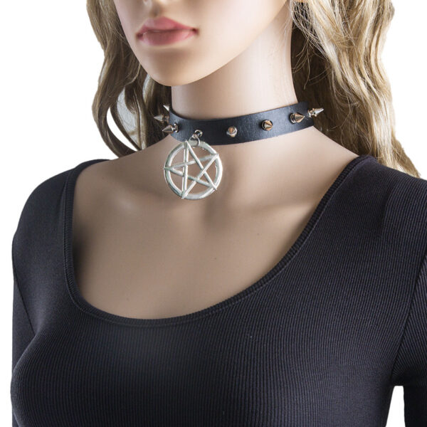 New Black Adjustable Lace Leather Choker - Image 7