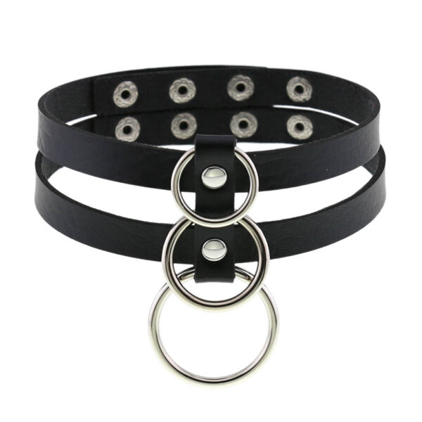 New Black Adjustable Lace Leather Choker - Image 10