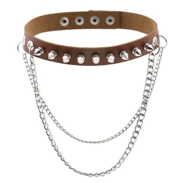 Punk Rock Gothic Rivet Spike Leather Chyer Necklace Personality Fashion Street Shooting Metal Chain Neckband Clavicle Chain - Image 6