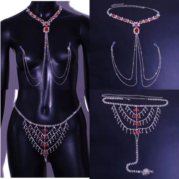 Ladies Fashion Multilayer Crystal Nipple Chain - Image 8