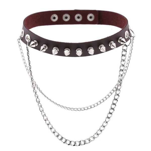 Punk Rock Gothic Rivet Spike Leather Chyer Necklace Personality Fashion Street Shooting Metal Chain Neckband Clavicle Chain - Image 2