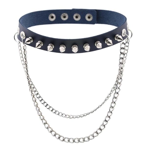 Punk Rock Gothic Rivet Spike Leather Chyer Necklace Personality Fashion Street Shooting Metal Chain Neckband Clavicle Chain - Image 8