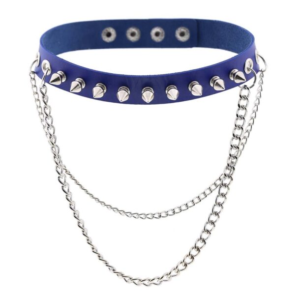 Punk Rock Gothic Rivet Spike Leather Chyer Necklace Personality Fashion Street Shooting Metal Chain Neckband Clavicle Chain - Image 3