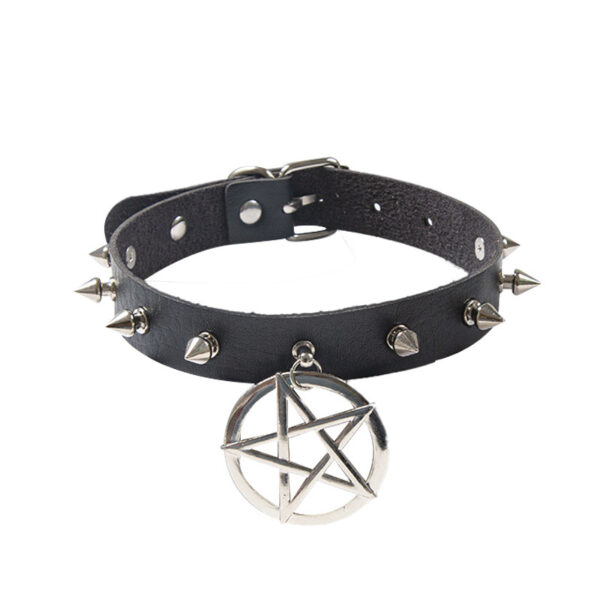 New Black Adjustable Lace Leather Choker - Image 8