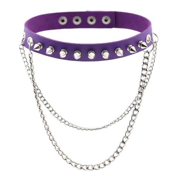 Punk Rock Gothic Rivet Spike Leather Chyer Necklace Personality Fashion Street Shooting Metal Chain Neckband Clavicle Chain - Image 10