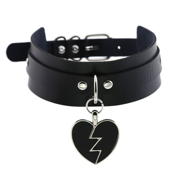 New Black Adjustable Lace Leather Choker - Image 2