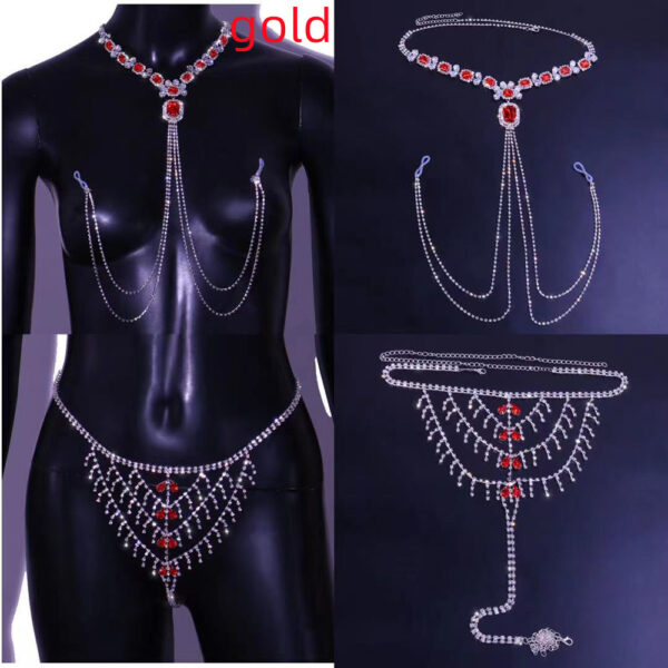 Ladies Fashion Multilayer Crystal Nipple Chain - Image 4