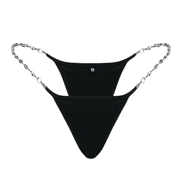 T-shaped Trendy Metal Chain Transparent Lace Personality T Underwear - Image 2