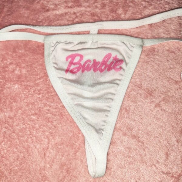 Barbie Letter Print Sexy Cotton Lace-up Thong T Pants Female - Image 3