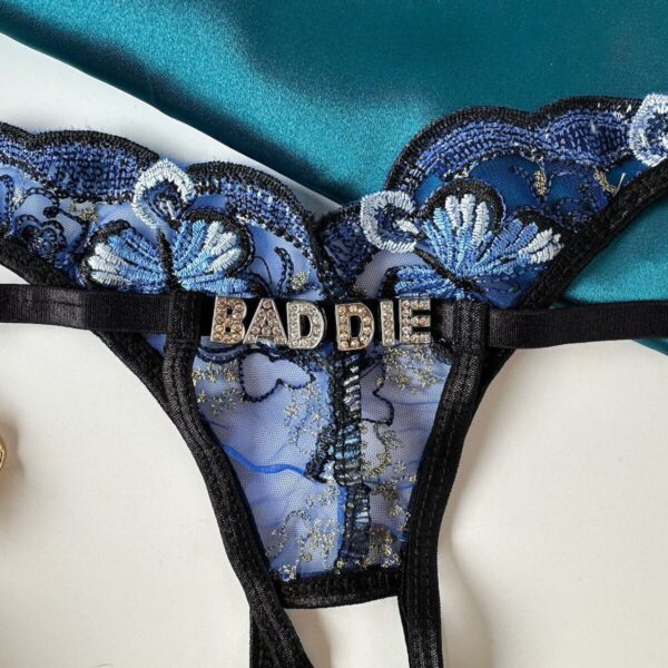 DIY Size Rhinestone Alphabet Sheer Thong - Image 2
