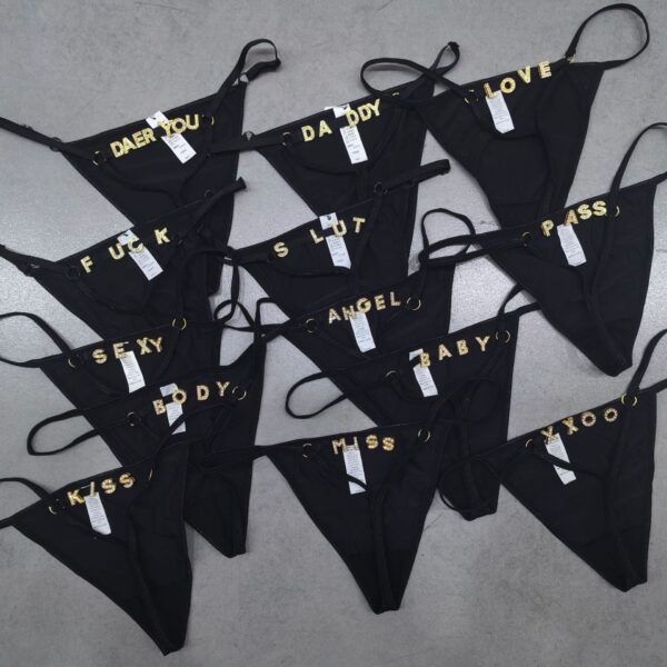 Women's Adjustable Rhinestone Embellished Monogrammed Thongs - Image 4