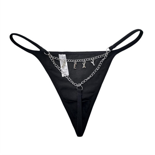 T-shaped Trendy Metal Chain Transparent Lace Personality T Underwear - Image 10
