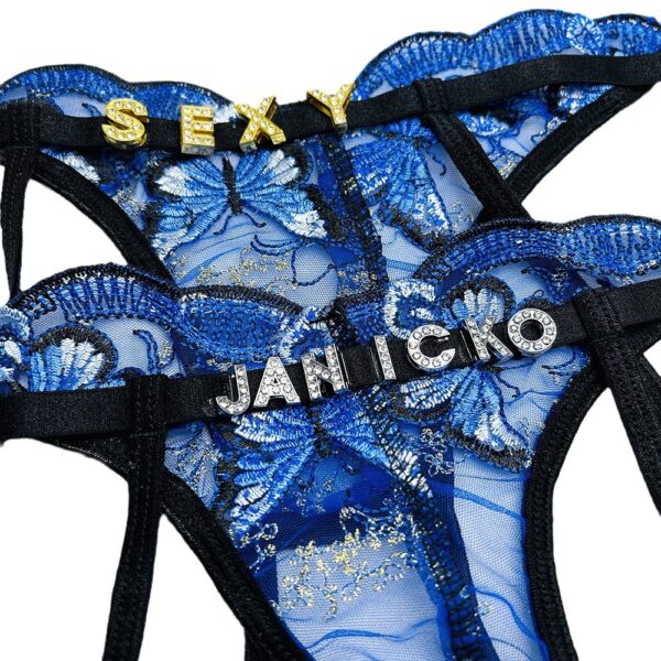 DIY Size Rhinestone Alphabet Sheer Thong - Image 4
