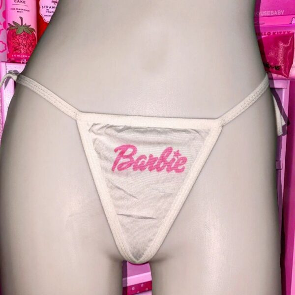 Barbie Letter Print Sexy Cotton Lace-up Thong T Pants Female - Image 2
