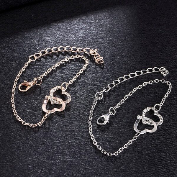 Simple Two Heart Bracelet/Anklet In Europe And America - Image 5