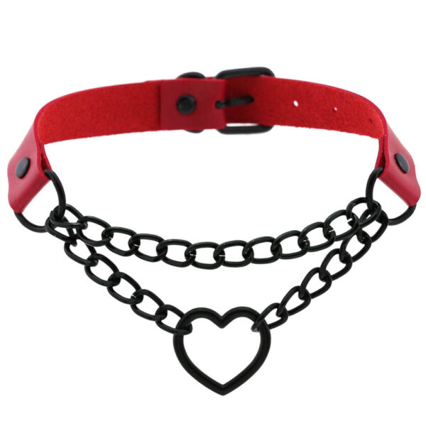 Women's Peach Heart Black Chain Collar Necklace - Image 9