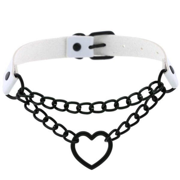Women's Peach Heart Black Chain Collar Necklace - Image 2