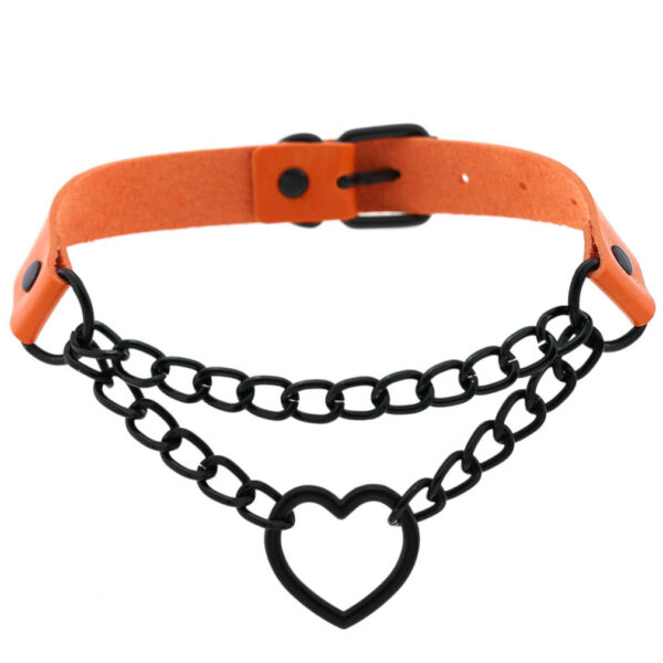 Women's Peach Heart Black Chain Collar Necklace - Image 3