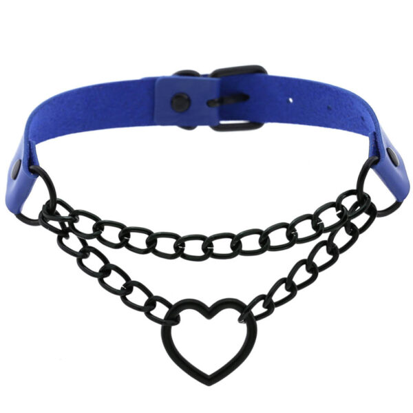 Women's Peach Heart Black Chain Collar Necklace - Image 4
