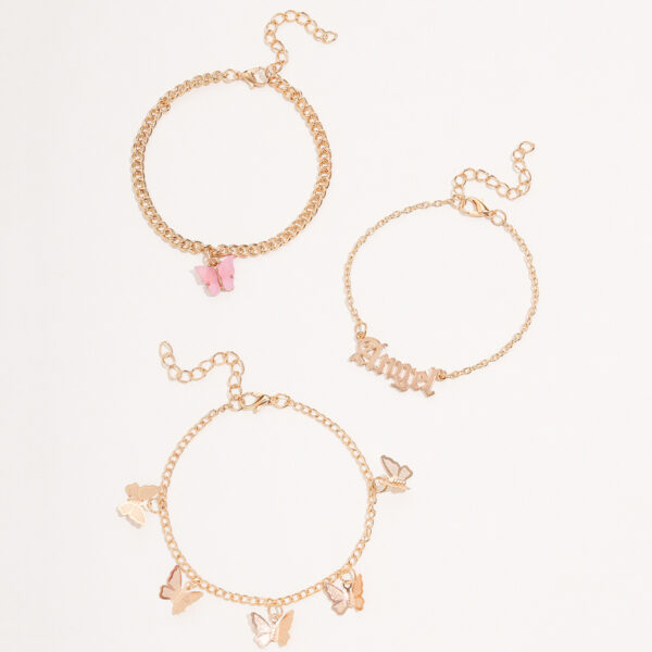 European And American Simple Flower Butterfly Tassel Anklet - Image 2