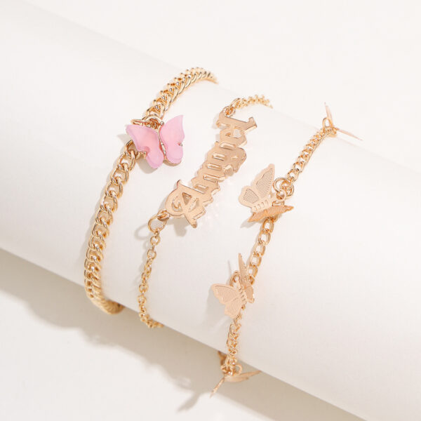 European And American Simple Flower Butterfly Tassel Anklet - Image 3