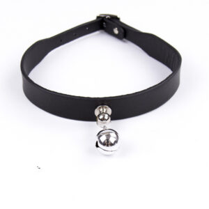 Bondage Men's Leather Collar Neck Chain Bell Torture Leather Necklace
